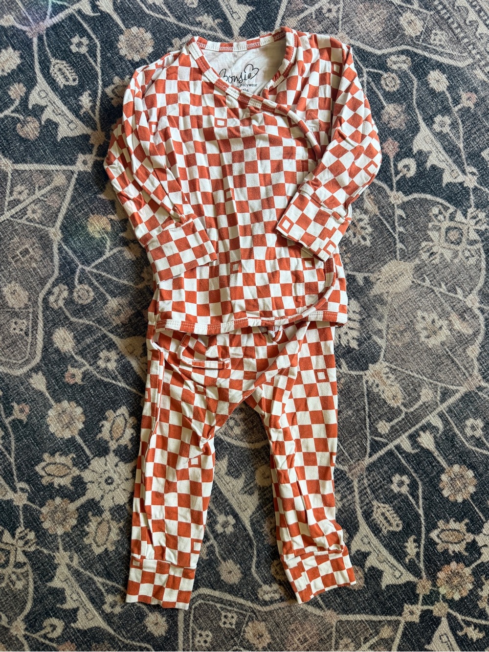 Bonsie baby Checkerboard Pajama Set - Cream & Orange